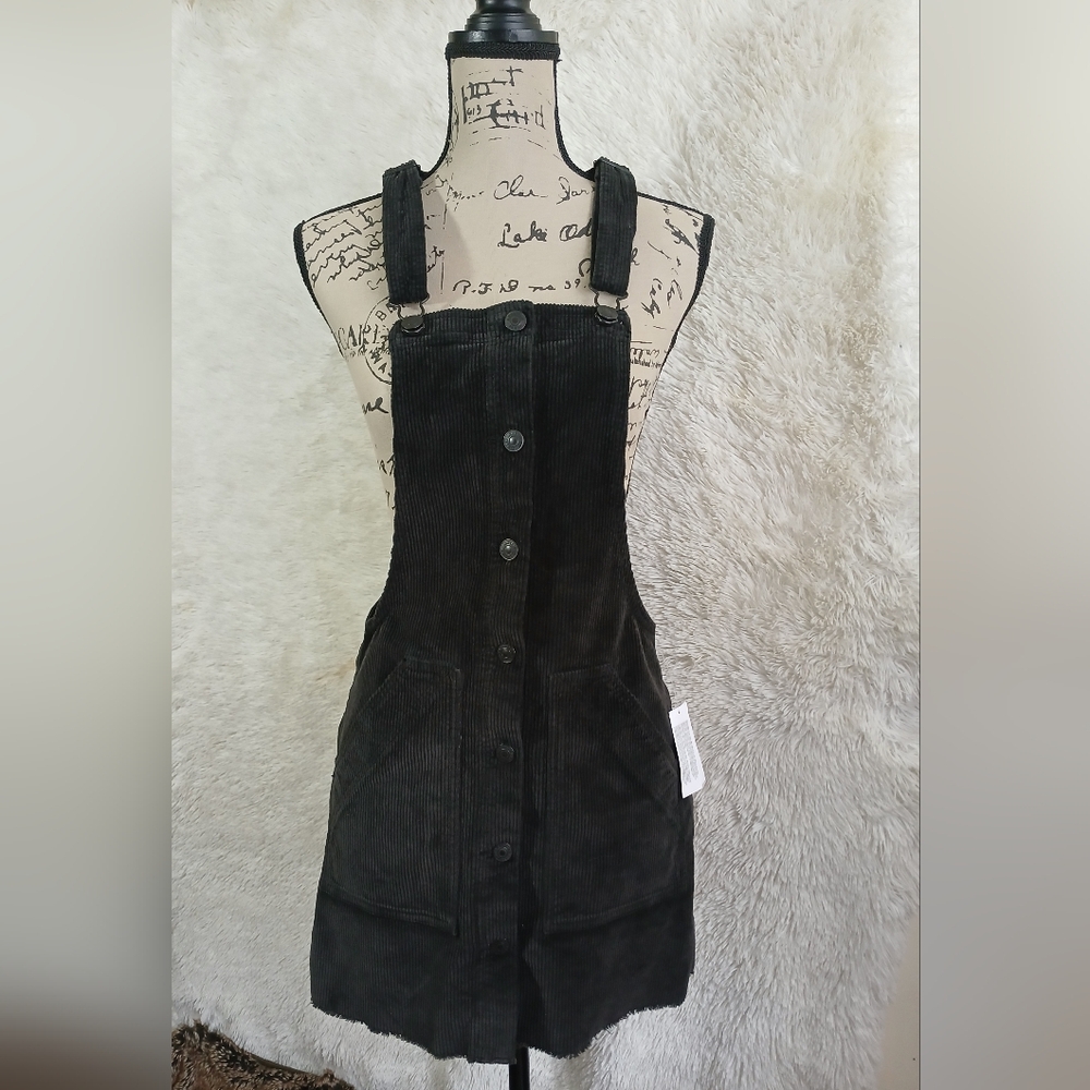 🚫SOLD🚫American Eagle Corduroy Overall Mini Dress Dark Gray